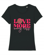 Love More Worry Less Tricou mânecă scurtă guler larg fitted Damă Expresser