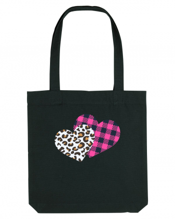 Print Hearts Black