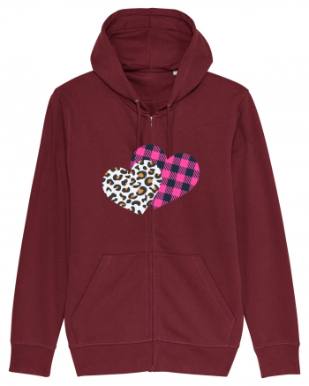 Print Hearts Burgundy