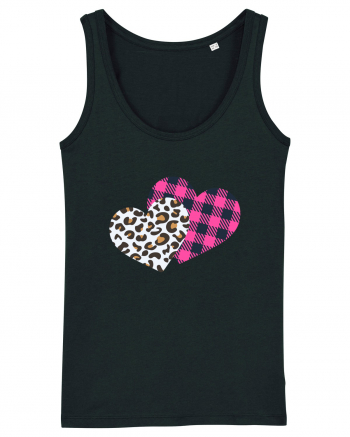 Print Hearts Black