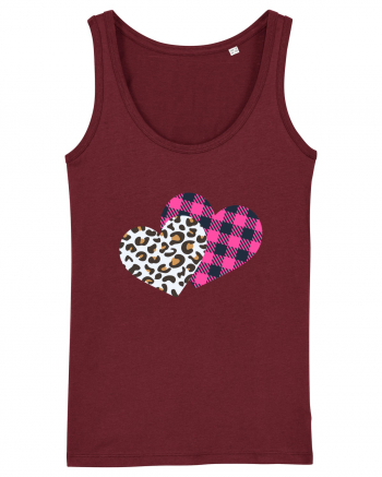 Print Hearts Burgundy