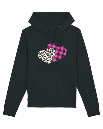 Print Hearts Black