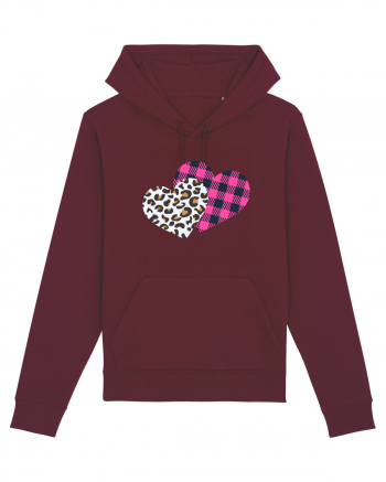 Print Hearts Burgundy