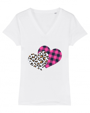 Print Hearts White