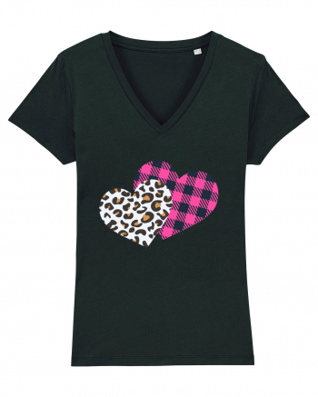 Print Hearts Black