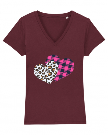 Print Hearts Burgundy