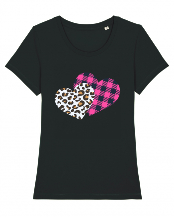 Print Hearts Black