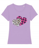 Print Hearts Tricou mânecă scurtă guler larg fitted Damă Expresser