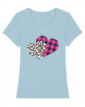 Print Hearts Sky Blue