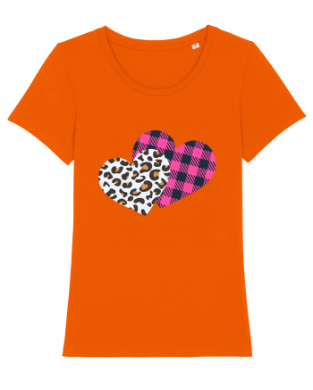 Print Hearts Bright Orange