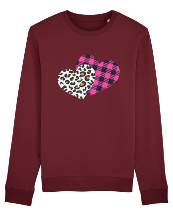 Print Hearts Burgundy