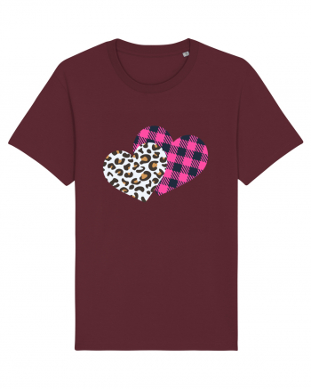 Print Hearts Burgundy