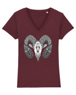 Berbec-zodiac B&W Tricou mânecă scurtă guler V Damă Evoker