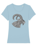 Capricorn-zodiac B&W Tricou mânecă scurtă guler larg fitted Damă Expresser