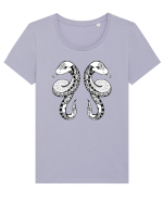 Gemeni-zodiac B&W Tricou mânecă scurtă guler larg fitted Damă Expresser