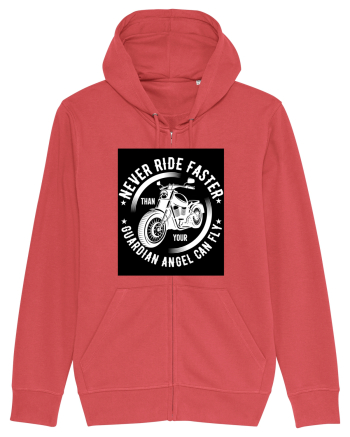 Never ride faster than your  Guardian Angel can fly Carmine Red