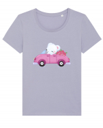 Valentine Polar Bear Flowers Tricou mânecă scurtă guler larg fitted Damă Expresser