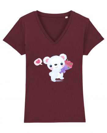 Valentine Polar Bear Happy Burgundy