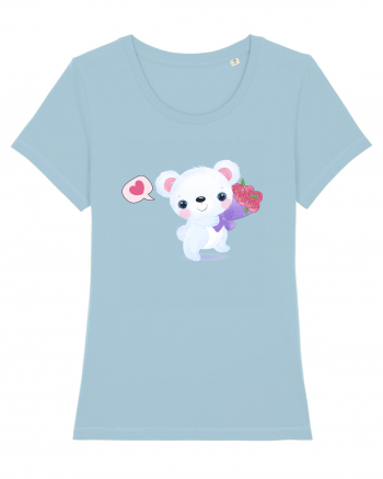 Valentine Polar Bear Happy Sky Blue