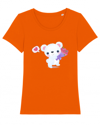 Valentine Polar Bear Happy Bright Orange