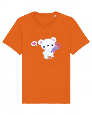 Valentine Polar Bear Happy Bright Orange