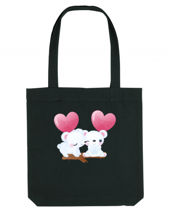 Valentine Polar Bear Heart Black