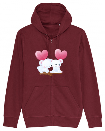 Valentine Polar Bear Heart Burgundy