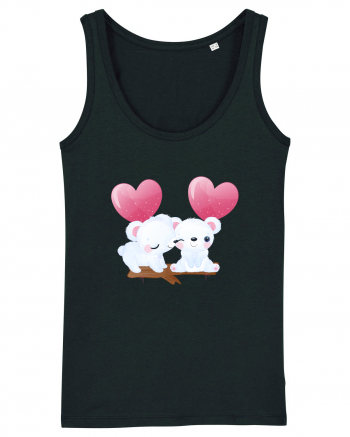 Valentine Polar Bear Heart Black