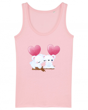 Valentine Polar Bear Heart Cotton Pink