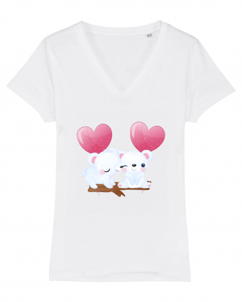 Valentine Polar Bear Heart White