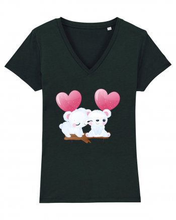 Valentine Polar Bear Heart Black