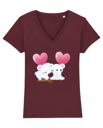 Valentine Polar Bear Heart Burgundy