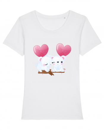 Valentine Polar Bear Heart White