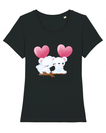 Valentine Polar Bear Heart Black