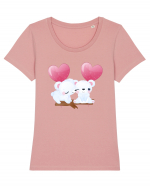 Valentine Polar Bear Heart Tricou mânecă scurtă guler larg fitted Damă Expresser