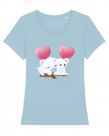 Valentine Polar Bear Heart Sky Blue