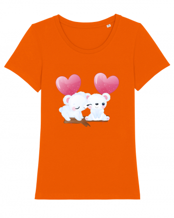 Valentine Polar Bear Heart Bright Orange