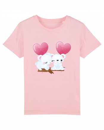 Valentine Polar Bear Heart Cotton Pink