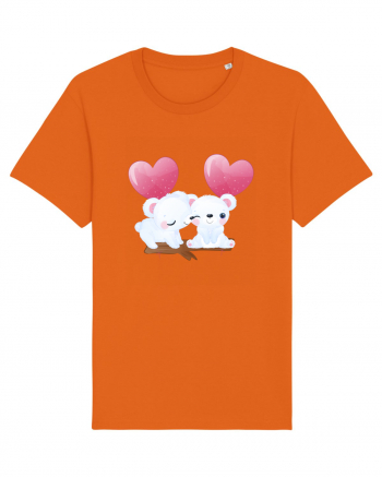 Valentine Polar Bear Heart Bright Orange