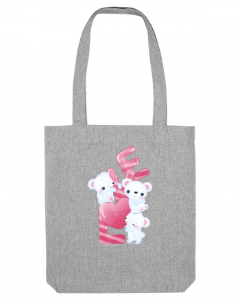 Valentine Polar Bear LOVE Heather Grey