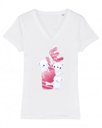 Valentine Polar Bear LOVE White