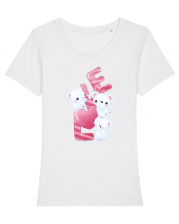 Valentine Polar Bear LOVE White