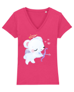Valentine Polar Bear Cupid Tricou mânecă scurtă guler V Damă Evoker