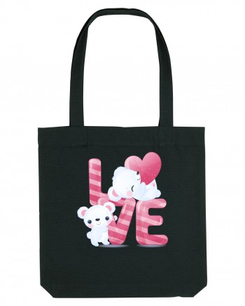 Valentine Polar Bear In Love Black