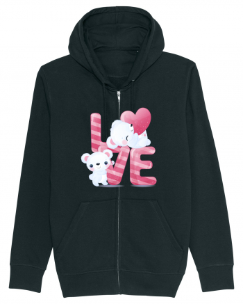 Valentine Polar Bear In Love Black