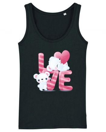 Valentine Polar Bear In Love Black