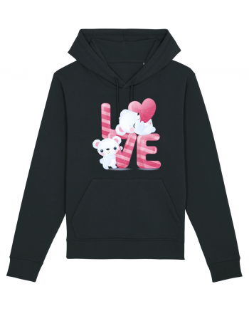 Valentine Polar Bear In Love Black