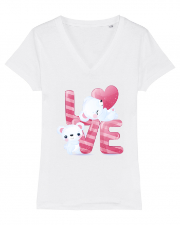 Valentine Polar Bear In Love White