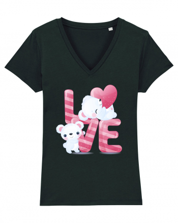 Valentine Polar Bear In Love Black