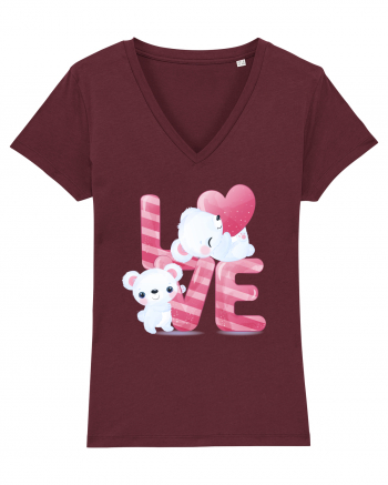 Valentine Polar Bear In Love Burgundy